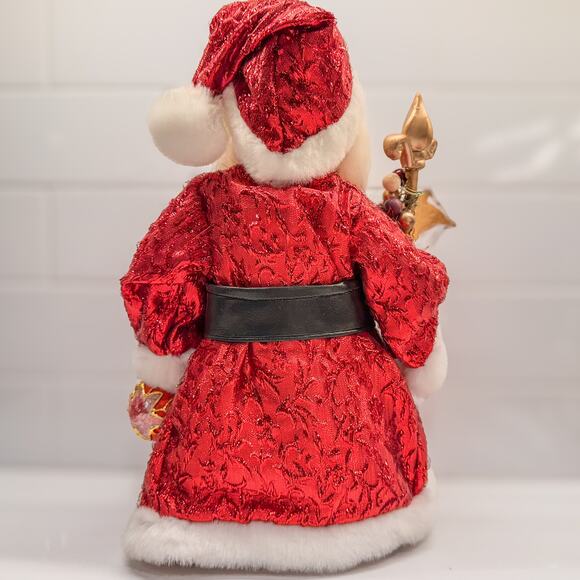 Traditional Red and Gold Santa Treetop/Tabletop Christmas Holiday Decor, 12”H - Picture 5 of 9